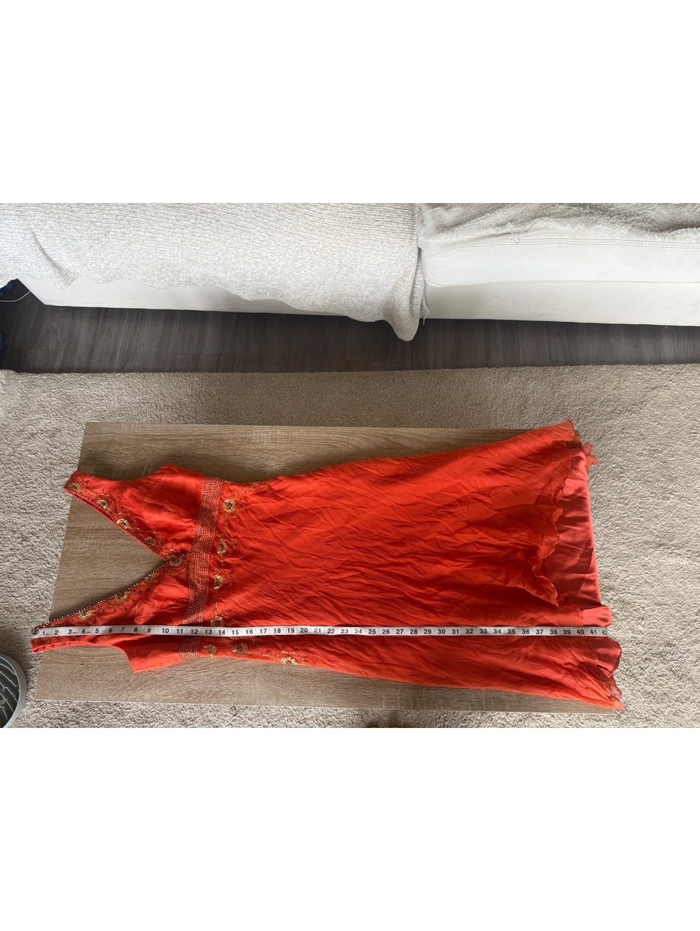 NWT DEADSTOCK Y2K Fairy Silk Beaded Orange Euro Dress Laundry by Shelli Segal - Picture 13 of 13